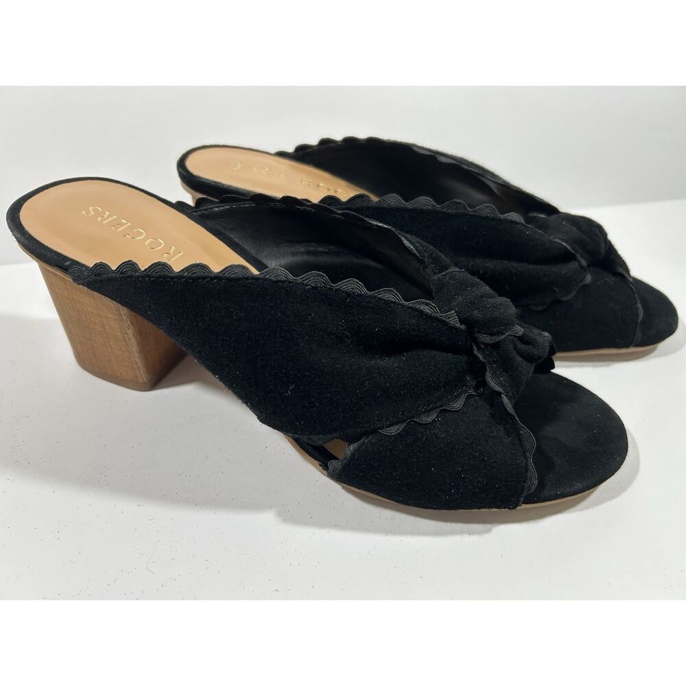 Jack Rogers Holly Suede Mules - Scalloped Black Size US 7M